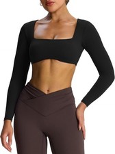 Usado, Blusa crop top feminina gola quadrada manga longa treino ajustada grande comprar usado  Enviando para Brazil