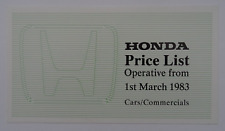 Honda price list for sale  BOURNEMOUTH