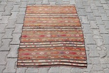 Tapete tribal Kilim vintage 3x4 pés: bege, vermelho e pastel para estilo de entrada comprar usado  Enviando para Brazil