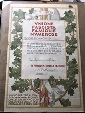 Diploma unione fascista usato  Imola