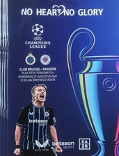 2025 KLUB BRUGGE V RANGERS FC CHAMPIONS LEAGA PLAY OFFS PROGRAM Z BRUGII na sprzedaż  Wysyłka do Poland