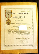 Certificat medaille commemorat d'occasion  Amboise