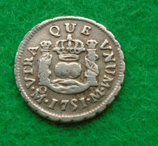 México. Ferdinand VI 1/2 Real 1751 Mo, Pilar de Prata, Melhor Grau (N-157 comprar usado  Enviando para Brazil