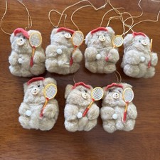 7 enfeites de pelúcia tema de tênis Teddy Bears raquetes de tênis bolas espelho retrovisor comprar usado  Enviando para Brazil