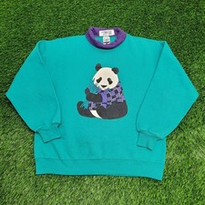 Moletom vintage anos 90 bonito urso panda M/L 22x25 azul EUA, usado comprar usado  Enviando para Brazil