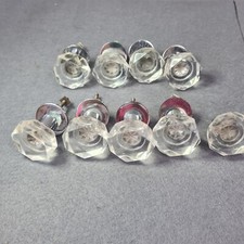Lote de 9 maçanetas de armário de acrílico facetado transparente base prata *leia, usado comprar usado  Enviando para Brazil