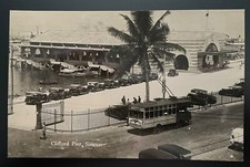 CARTÃO POSTAL FOTO REAL VINTAGE ÔNIBUS TROLLEY CLIFFORD PIER CINGAPURA, por volta de 1930 comprar usado  Enviando para Brazil