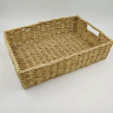 Cesta de armazenamento retangular tecida à mão Seagrass estrutura de metal média com alças 18" comprar usado  Enviando para Brazil