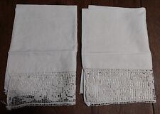 Par de cortinas de linho Ecru com crochê e abertura 49 X 76 cm comprar usado  Enviando para Brazil