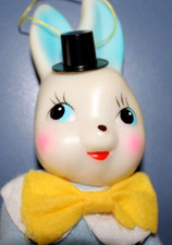 Ornamento de Natal azul branco abraçador de joelho coelho da Páscoa, Japão, prateleira, vintage.! comprar usado  Enviando para Brazil
