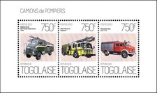 Togo - Motores de bombeiros - 2013 Mercedes-Benz - Folha de 3 selos - 20H-668 comprar usado  Enviando para Brazil