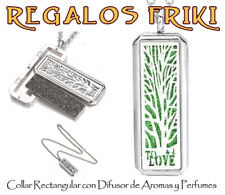 COLLAR RECTANGULAR PLATEADO ACERO INOXIDABLE DIFUSOR DE AROMAS Y PERFUMES - LOVE comprar usado  Enviando para Brazil