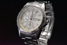 Relógio masculino SEIKO cronógrafo 100m 7T92-0DW0 quartzo mostrador branco [N ESTADO PERFEITO] W123 comprar usado  Enviando para Brazil