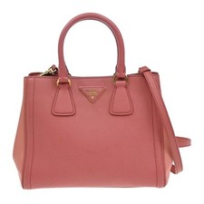 Bolsa de mão PRADA MILANO logotipo 2 vias couro saffiano rosa GHW Itália 79FB969 comprar usado  Enviando para Brazil