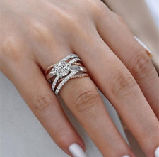 Anel de casamento feminino requintado de dois tons ouro rosa 14K tamanho 5-10 comprar usado  Enviando para Brazil