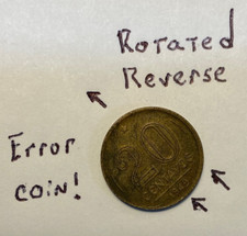 Moeda de erro! Brasil 20 centavos, Ruy Barbosa de Oliveira 1949 - Rotação reversa comprar usado  Enviando para Brazil