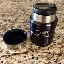 Usado, Frasco térmico de aço inoxidável com isolamento a vácuo King com colher azul meia-noite 16 oz comprar usado  Enviando para Brazil