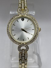 Relógio de quartzo feminino dourado com strass pulseira de 7,5 pol. - Nova bateria, usado comprar usado  Enviando para Brazil