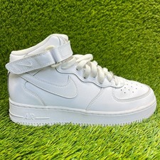Tênis de basquete Nike Air Force 1 Mid GS masculino tamanho 7Y branco triplo comprar usado  Enviando para Brazil
