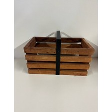 Cesta de armazenamento retangular de madeira com cabo de metal preto fazenda 12X6,5” comprar usado  Enviando para Brazil