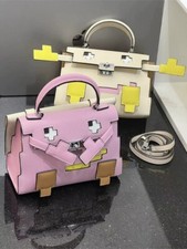 Usado, Mini bolsa de mosaico bolsa de couro bovino cor contrastante monstro bolsa tiracolo genuína comprar usado  Enviando para Brazil
