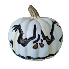 Molde de sopro vintage Halloween 9" rosto assustador abóbora branca Jack O lanterna comprar usado  Enviando para Brazil