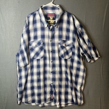 Camisa xadrez DIXXON flanela Marshall manga curta frente de encaixe azul bambu tamanho 4XL, usado comprar usado  Enviando para Brazil