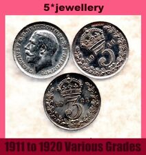 moedas de prata real 3d três pence George 5º threepence 1911-1922 grau G a UNC comprar usado  Enviando para Brazil