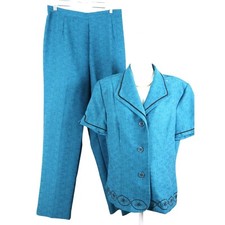 Conjunto de terno calça azul Prophecy vintage anos 90 2 peças frisadas manga curta feminino 14 comprar usado  Enviando para Brazil