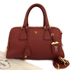 Usado, Bolsa de mão PRADA triangular logotipo couro Vitello vermelha/4BE0543 comprar usado  Enviando para Brazil