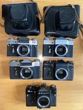 Lote de (5) Estojo de Couro Vintage ZENIT USSR 35mm Corpo de Câmera 12 XP EM B **COMO ESTÁ** comprar usado  Enviando para Brazil