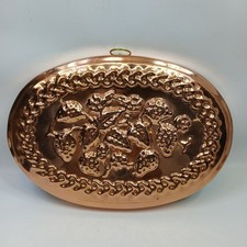 Molde vintage de cobre estanho/níquel em relevo morangos fazenda campo bolo gelatina 7,5x11" comprar usado  Enviando para Brazil