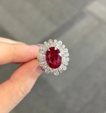Anel de casamento de ouro branco 18k real com certificação de corte oval 6,00 quilates diamante rubi natural comprar usado  Enviando para Brazil