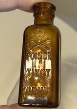 Garrafa venenosa vintage tintura de iodo crânio e ossos cruzados com etiqueta completa , usado comprar usado  Enviando para Brazil