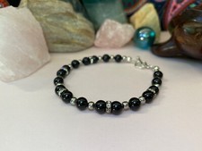 Black Tourmaline Gemstones. Empath Protection Bracelet. 7 inches. Toggle Clasp comprar usado  Enviando para Brazil