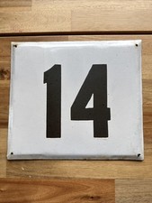 GRANDE PLACA DE PLACA DE METAL VINTAGE ESMALTADA CASA NÚMERO “14” comprar usado  Enviando para Brazil