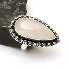 Joia anel feita à mão de pedra preciosa de quartzo rosa para Helloween EUA tamanho-6,75 AR 92135, usado comprar usado  Enviando para Brazil