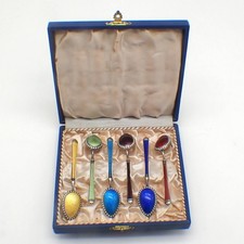 Conjunto de 6 colheres de esmalte multicoloridas Demitasse importadas russas 84 prata padrão comprar usado  Enviando para Brazil