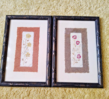 Conjunto de 2 flores secas prensadas emolduradas em papel arte de parede botânica assinada comprar usado  Enviando para Brazil