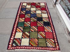 Tradicional Tribal Hecho a Mano Vintage Gabbe Oriental Rojo Azul Lana Tapete comprar usado  Enviando para Brazil