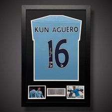 Usado, Camisa de futebol Sergio Aguero assinada à mão e emoldurada Manchester City £299 e certificado de autenticidade comprar usado  Enviando para Brazil