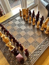 Carved wood chess for sale  TAMWORTH