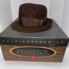 Chapéu Fedora Vintage Resistol Beaver 15 Acabamento Gatinho Feltro Marrom Autoconforme com Caixa, usado comprar usado  Enviando para Brazil