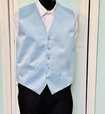 Usado, Colete de cetim azul claro bebê fechado costas casamento formatura masculino XS médio GG grande comprar usado  Enviando para Brazil