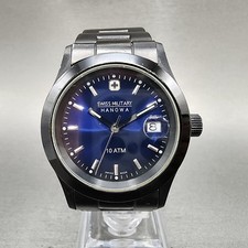 Relógio suíço militar Hanowa feminino 36mm mostrador azul data preta 6-5023 nova bateria comprar usado  Enviando para Brazil