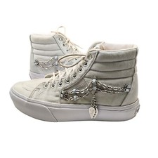 Tênis Vans Off The Wall prata feminino veludo cano alto tamanho 8 coração charme ousado comprar usado  Enviando para Brazil
