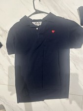 Camisa polo masculina de algodão PLAY CDG Comme Des Garcons manga curta G NAVY CORAÇÃO VERMELHO, usado comprar usado  Enviando para Brazil