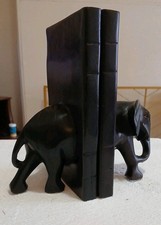 Carved elephant bookends for sale  MACCLESFIELD