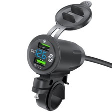 Guidão de motocicleta 12V 2 USB QC 3.0 carregador soquete voltímetro 2 interruptores e montagem. comprar usado  Enviando para Brazil