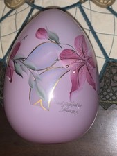 Vidro artístico Fenton rosa floral pintado à mão 5” ovo “Robinson”, usado comprar usado  Enviando para Brazil